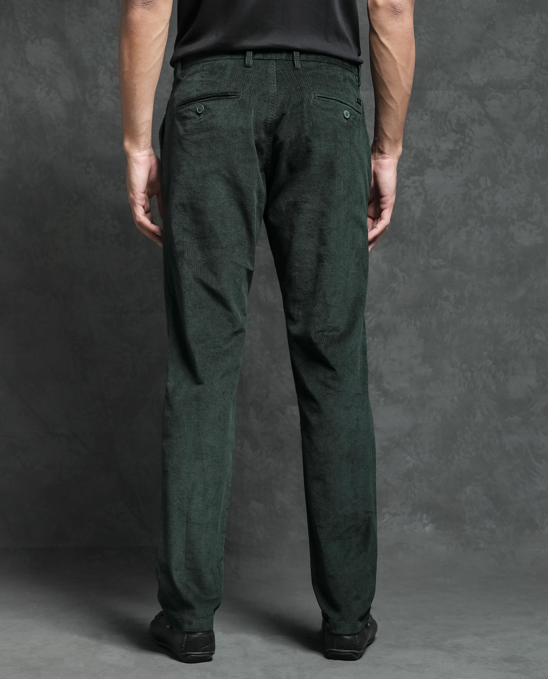 Rare Rabbit Men's Alvas Solid Navy Mid-Rise Regular Fit Trouser